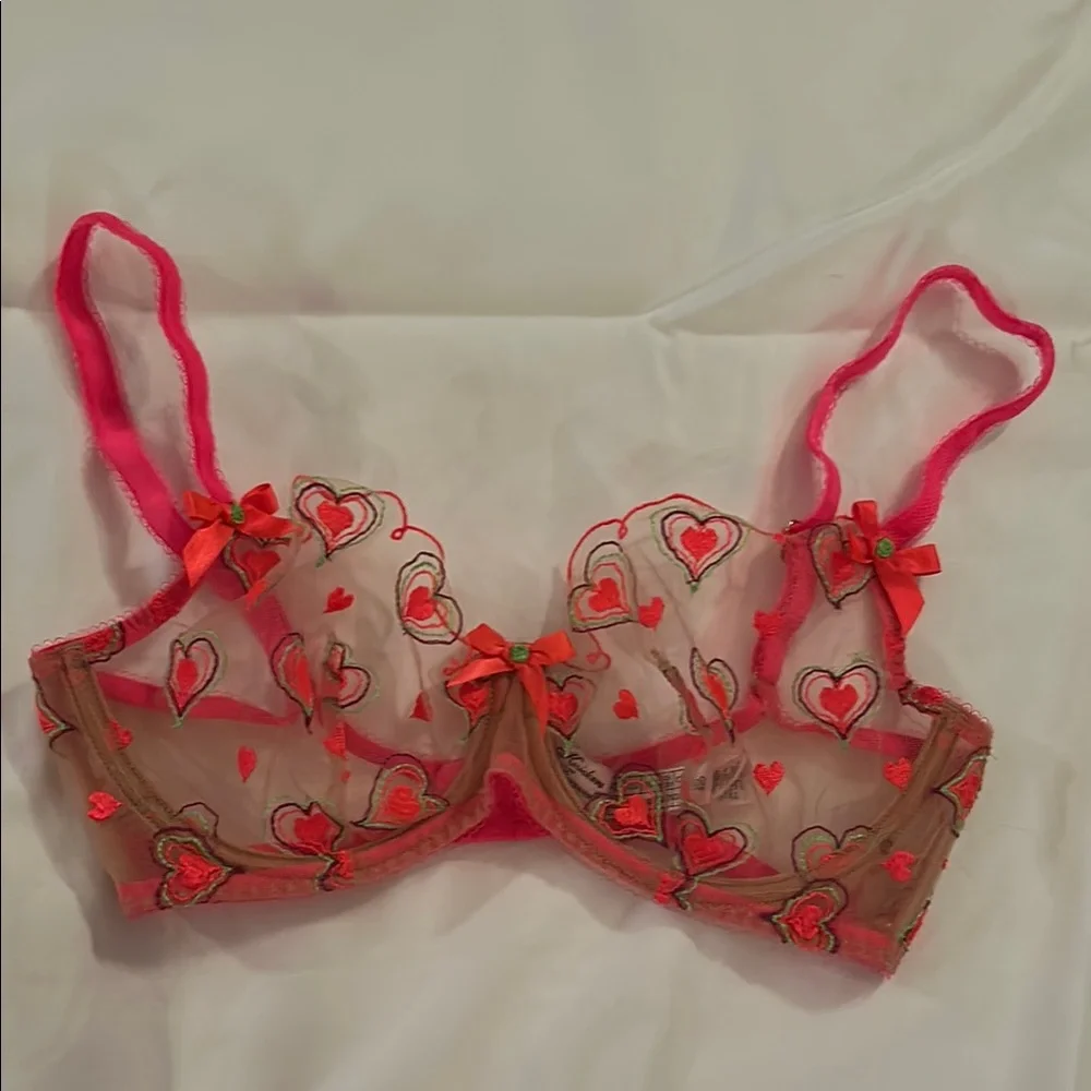 Agent Provocateur Pink and Red Lace Bra - Picture 4 of 6